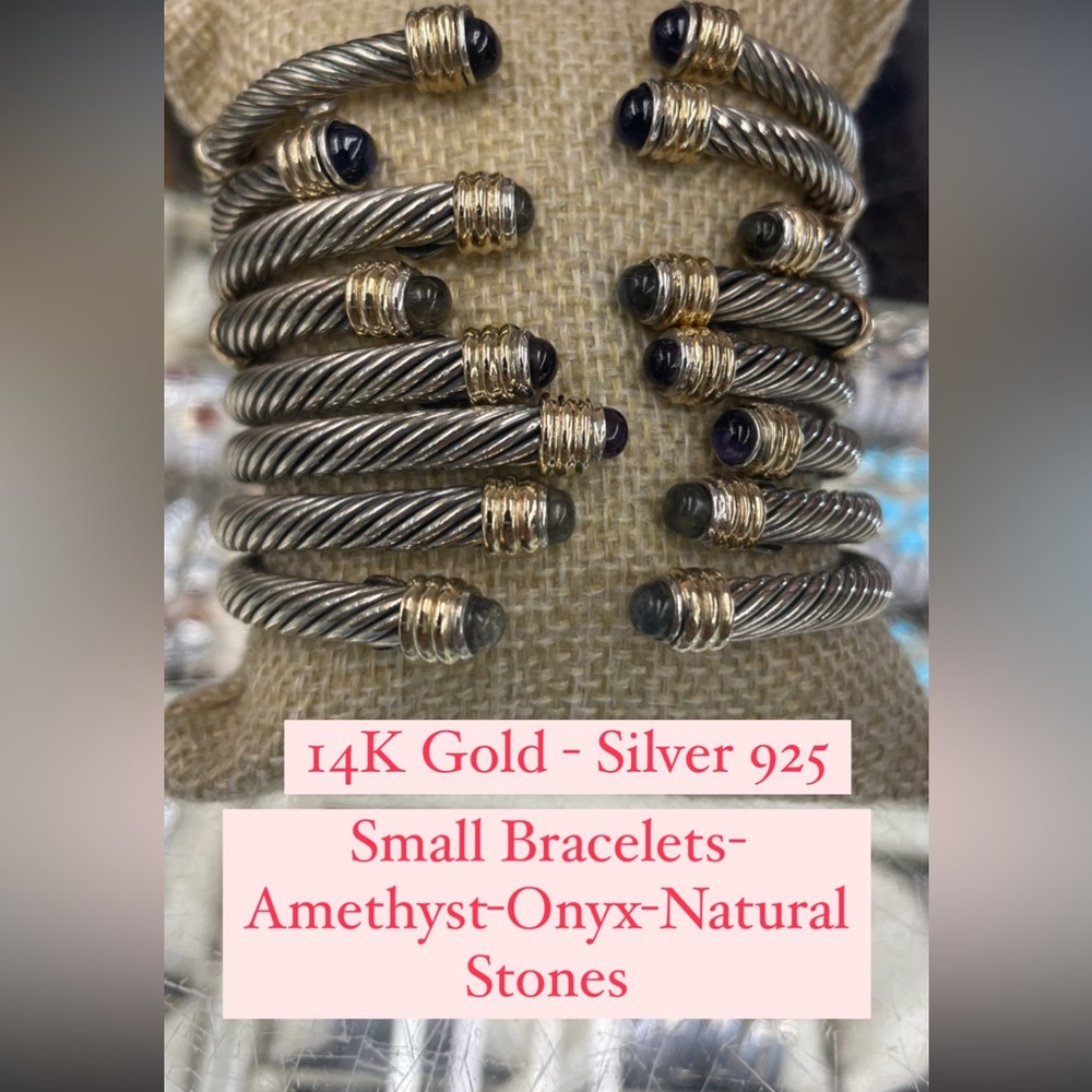 925 Silver and 14K Gold Bracelets-small size